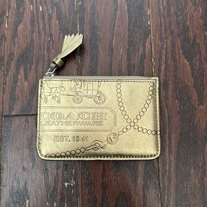 Coach Gold Leather Key & Card Holder